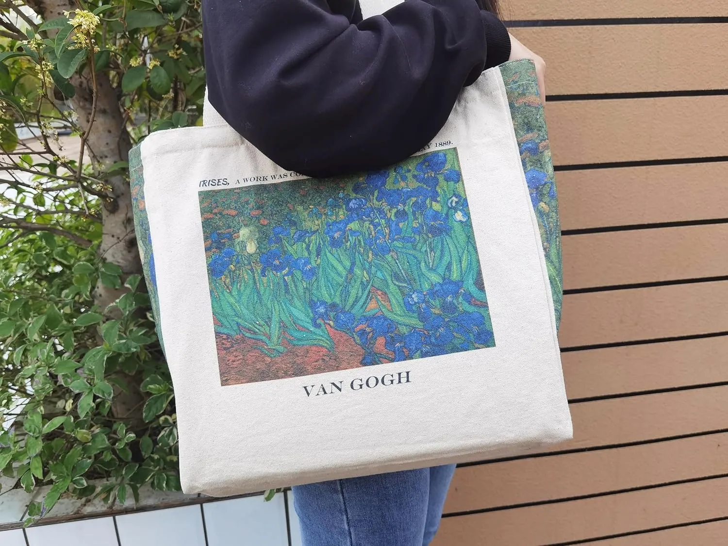 BROADREAM Canvas Tote Bag Aesthetic Shoulder Bag with Zippers and Interior Pocket