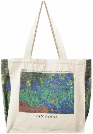 BROADREAM Canvas Tote Bag Aesthetic Shoulder Bag with Zippers and Interior Pocket