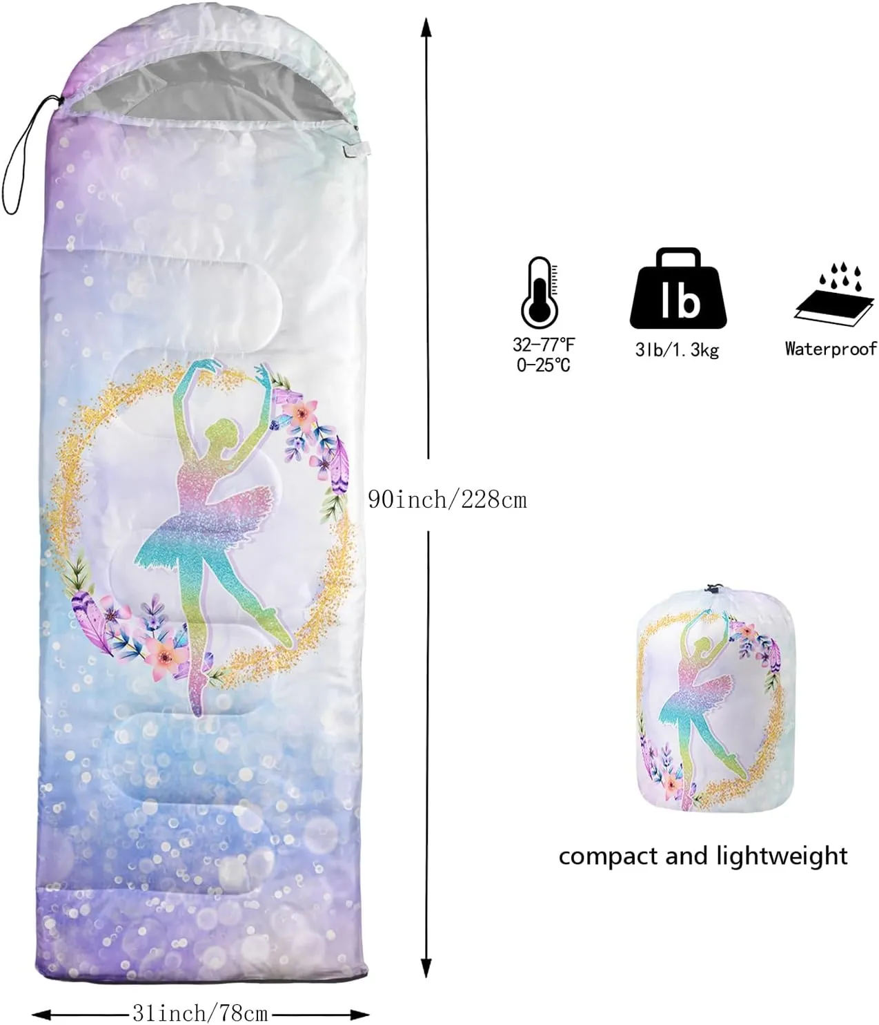 BSNTHO Camping Sleeping Bags,3 Season Warm & Cool Weather,Lightweight,Waterproof Sleeping Bags for Adults & Kids,Traveling,and Outdoors,Camping Gear Equipment