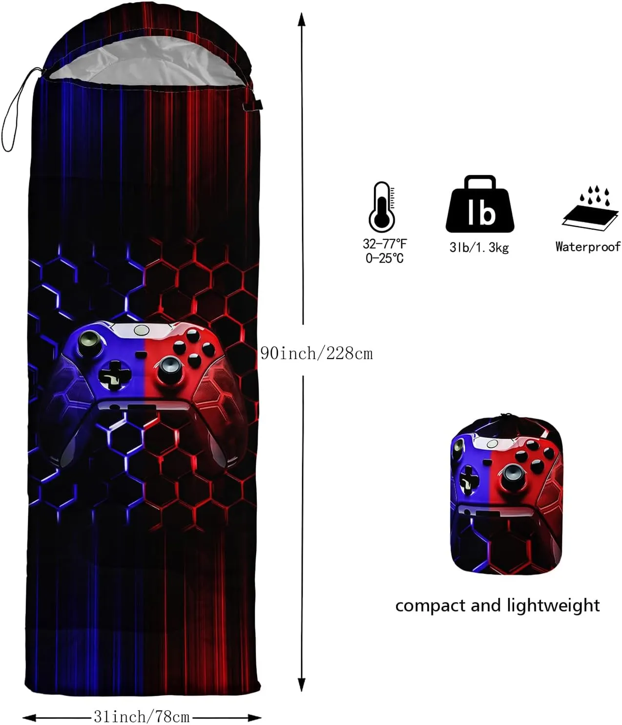 BSNTHO Camping Sleeping Bags,3 Season Warm & Cool Weather,Lightweight,Waterproof Sleeping Bags for Adults & Kids,Traveling,and Outdoors,Camping Gear Equipment