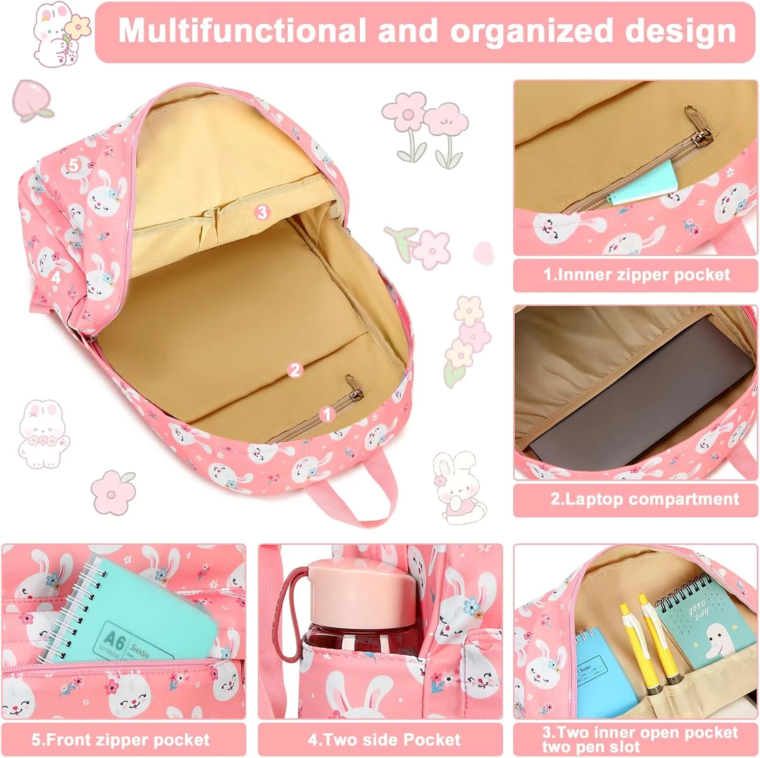 BTOOP Kids Backpack for Girls Boys Kindergarten School Bag with Lunch Box Preschool Bookbag Set for Young Elementary Students