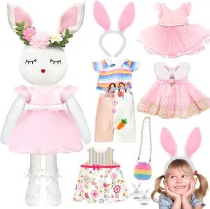 Bunny Ballerina Stuffed Animal for Girls 3-8 | Plush Toy with 4 Outfits, Backpack & Hairband | Dress Up Playset, Soft Bunny Doll Gift for 4-6 Year Old Birthday, Dance Recital