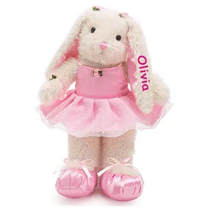 Bunny Ballerina Stuffed Animal Personalized 13 Inch Pink Tutu Dancer Plush Rabbit Keepsake Gift with Custom Name