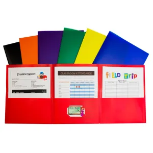 C-Line Products Tri-Fold Poly Portfolios, Box of 24, Assorted