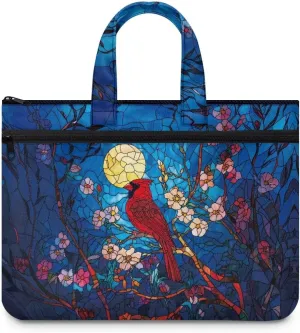 Canvas Document Bag with Zipper Portable Briefcase Portfolio Folder 2 Compartments Handbag Meeting Office Organizer Briefcase