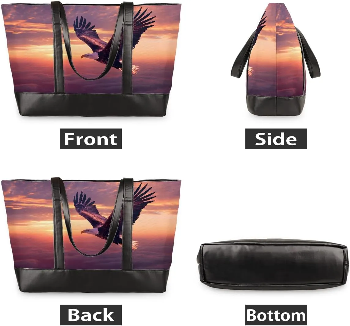 Canvas Laptop Tote Bag for Women Animal Swan Love Heart 15.6 Inch Large Capacity Computer Bag