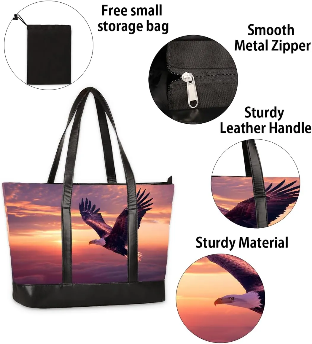 Canvas Laptop Tote Bag for Women Animal Swan Love Heart 15.6 Inch Large Capacity Computer Bag