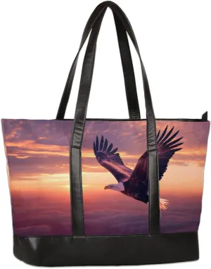 Canvas Laptop Tote Bag for Women Animal Swan Love Heart 15.6 Inch Large Capacity Computer Bag