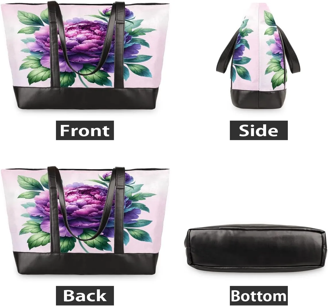 Canvas Laptop Tote Bag for Women Art Autism Word 15.6 Inch Large Capacity Computer Bag