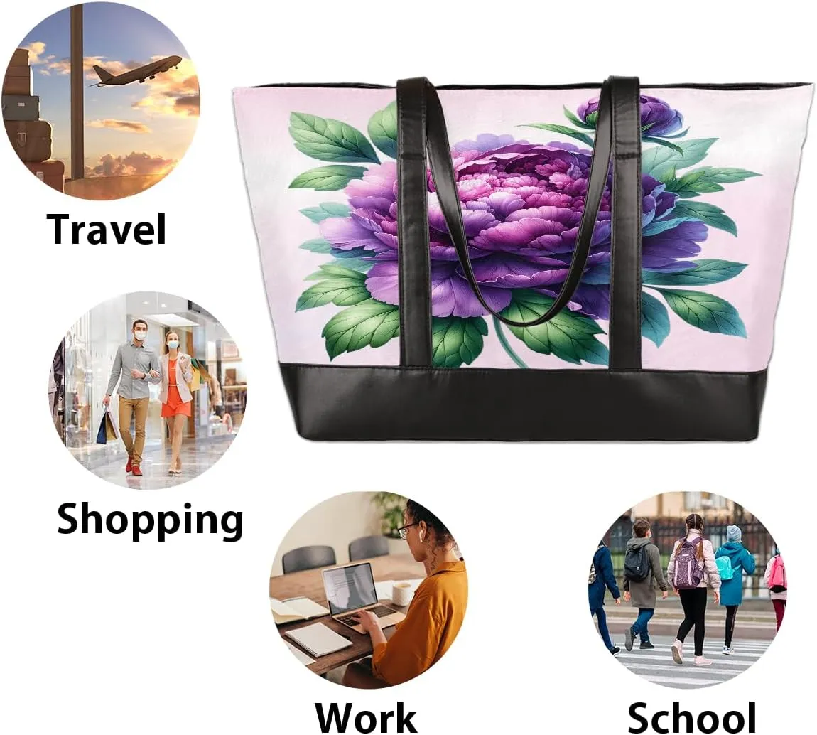 Canvas Laptop Tote Bag for Women Art Autism Word 15.6 Inch Large Capacity Computer Bag