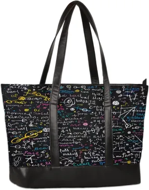 Canvas Laptop Tote Bag for Women Cherry Blossom Pink Blue 15.6 Inch Large Capacity Computer Bag