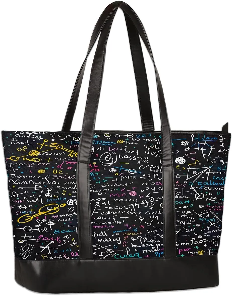 Canvas Laptop Tote Bag for Women Cherry Blossom Pink Blue 15.6 Inch Large Capacity Computer Bag