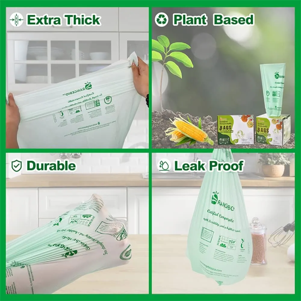 Certified Home Compostable Shopping Bags, 500 Ct, 12" x 6" x 23", Hold 30 lbs, Thank You, Grocery, Take Out, T-Shirt, To-Go Bags for Retail, Grocery Stores