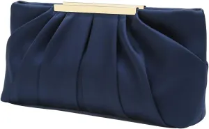 CHARMING TAILOR Clutch Evening Bag Elegant Pleated Satin Formal Handbag Simple Classy Purse for Women