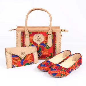 Chic Matching Bags and Shoes | Stylish Tote Bag with Clutch Purse and Ballet Shoes Nk-172