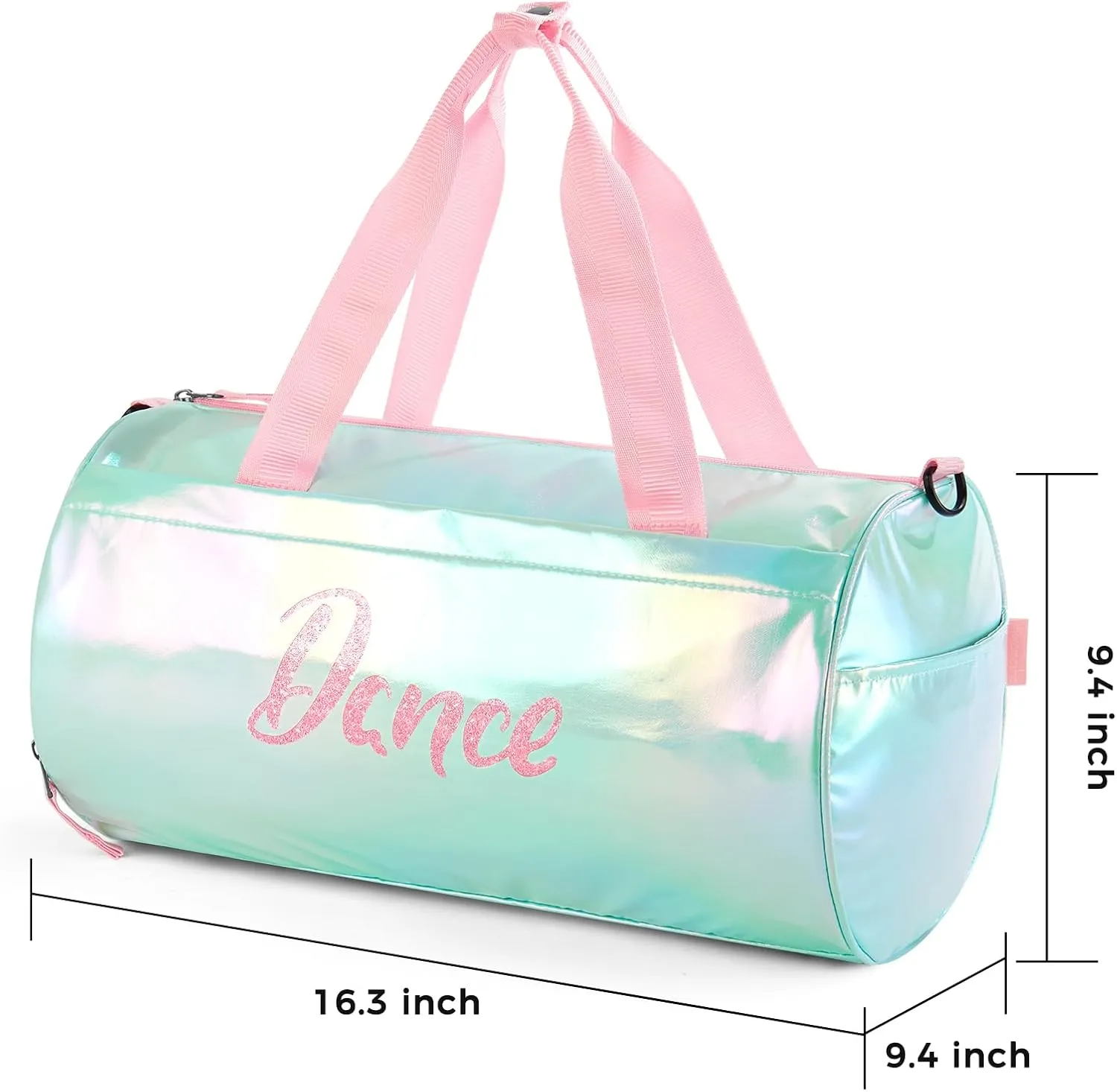Choco Mocha Dance Bag for Toddler Girls Ballet Bags for Girls 4-6 6-8 With Shoe Compartment, Colorful Green