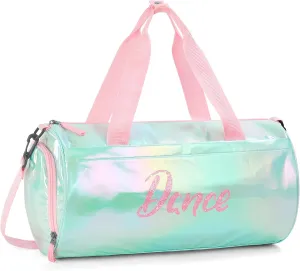 Choco Mocha Dance Bag for Toddler Girls Ballet Bags for Girls 4-6 6-8 With Shoe Compartment, Colorful Green