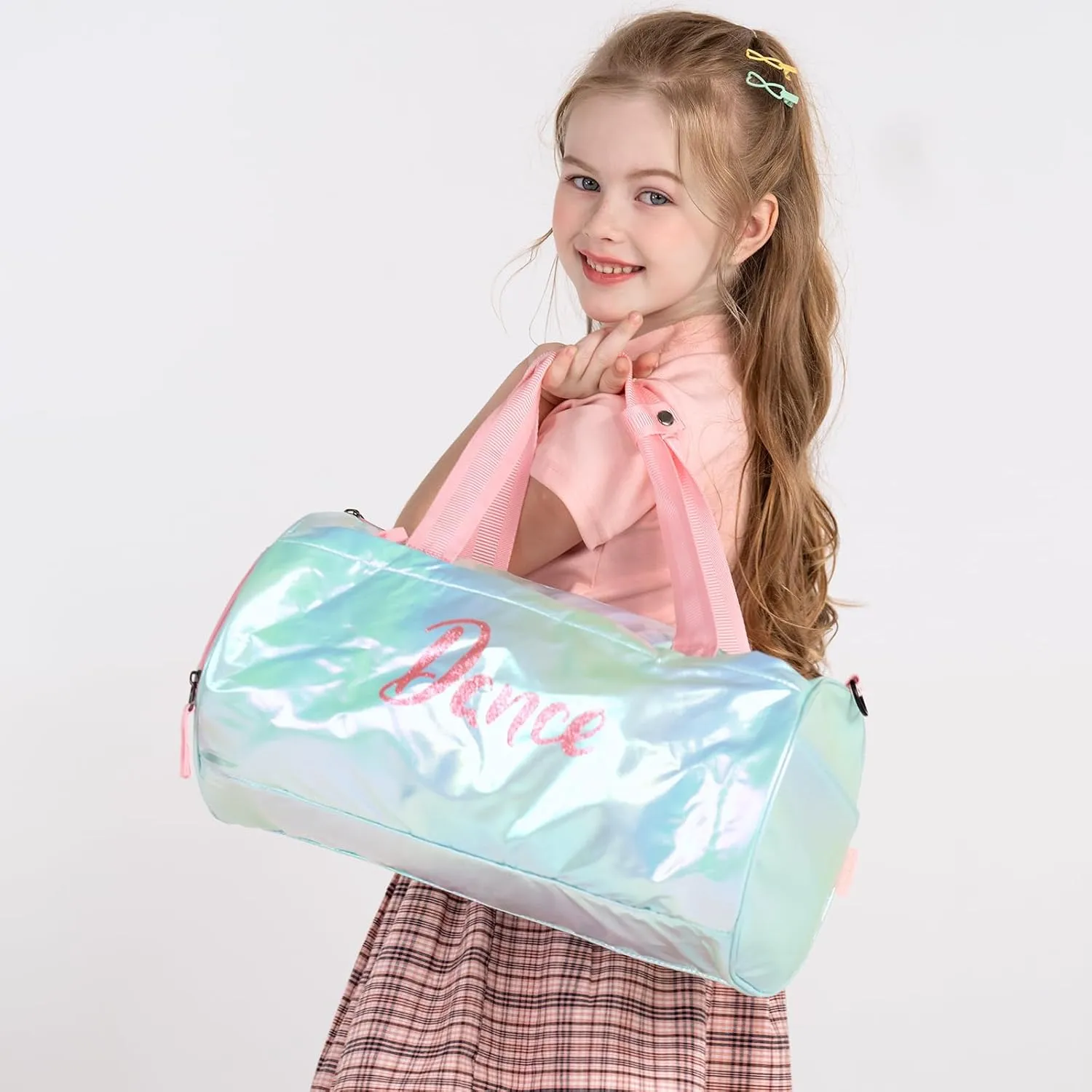 Choco Mocha Dance Bag for Toddler Girls Ballet Bags for Girls 4-6 6-8 With Shoe Compartment, Colorful Green