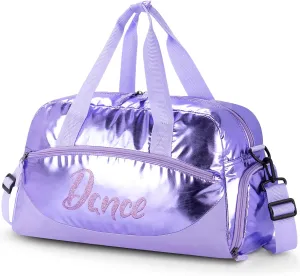 Choco Mocha Dance Bag for Toddler Girls Ballet Bags for Girls 4-6 6-8 With Shoe Compartment, Gray Violet
