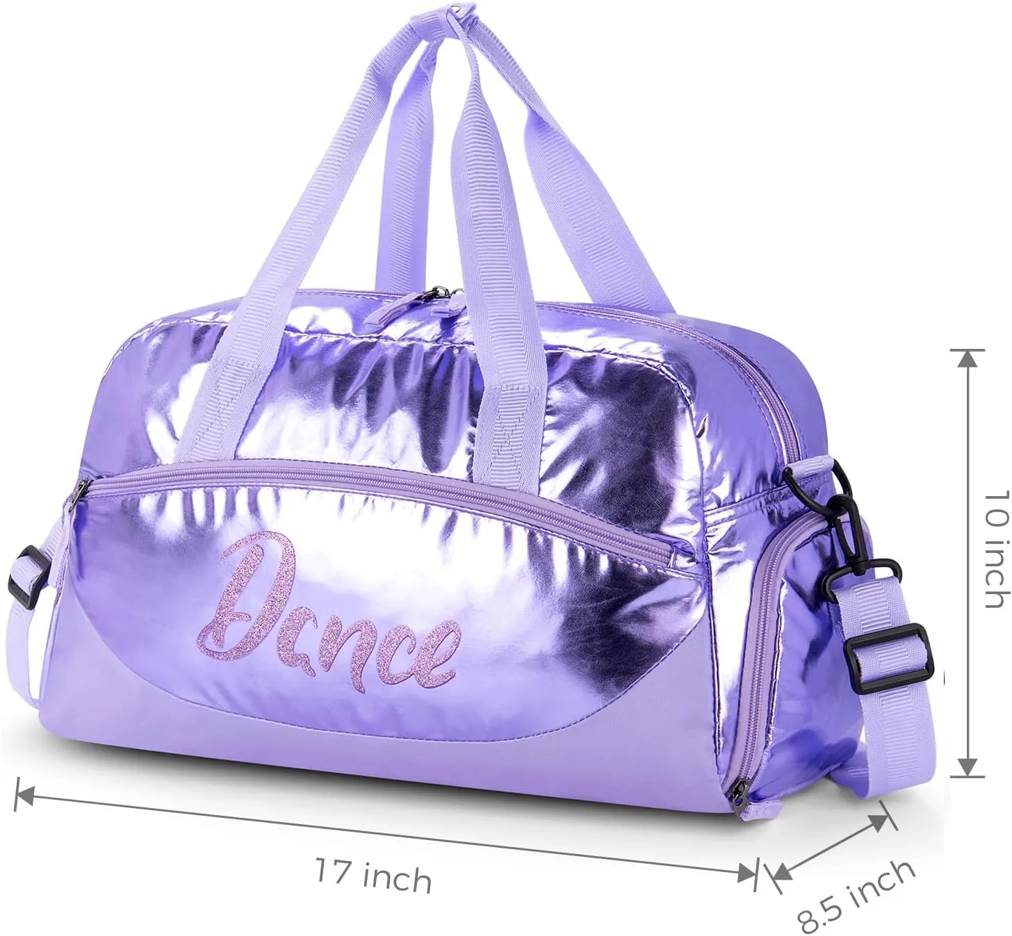 Choco Mocha Dance Bag for Toddler Girls Ballet Bags for Girls 4-6 6-8 With Shoe Compartment, Gray Violet