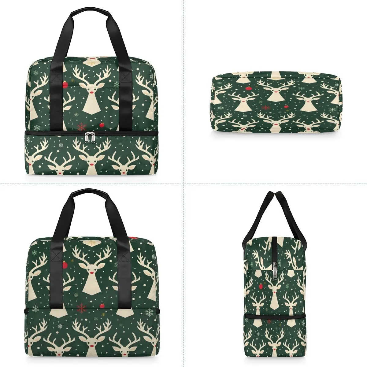 Christmas Deer Prints Travel Duffel Bag Dry Wet Separated Sports Tote Travel Duffle Bag Gym Workout Bag Women Travel Duffel Bag for Women, Travel, Gym, Work