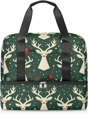 Christmas Deer Prints Travel Duffel Bag Dry Wet Separated Sports Tote Travel Duffle Bag Gym Workout Bag Women Travel Duffel Bag for Women, Travel, Gym, Work