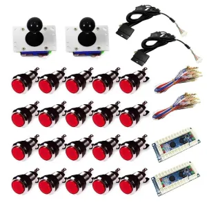 Chrome Illuminated USB Arcade Kit (for PC/PS3/MAME) All Red