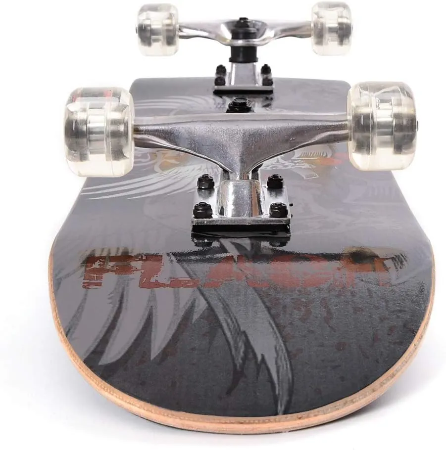 ChromeWheels 31 inch Skateboard Double Kick Skate Board Cruiser Longboard 8 Layer Maple Deck Skateboards for Kids and Beginners
