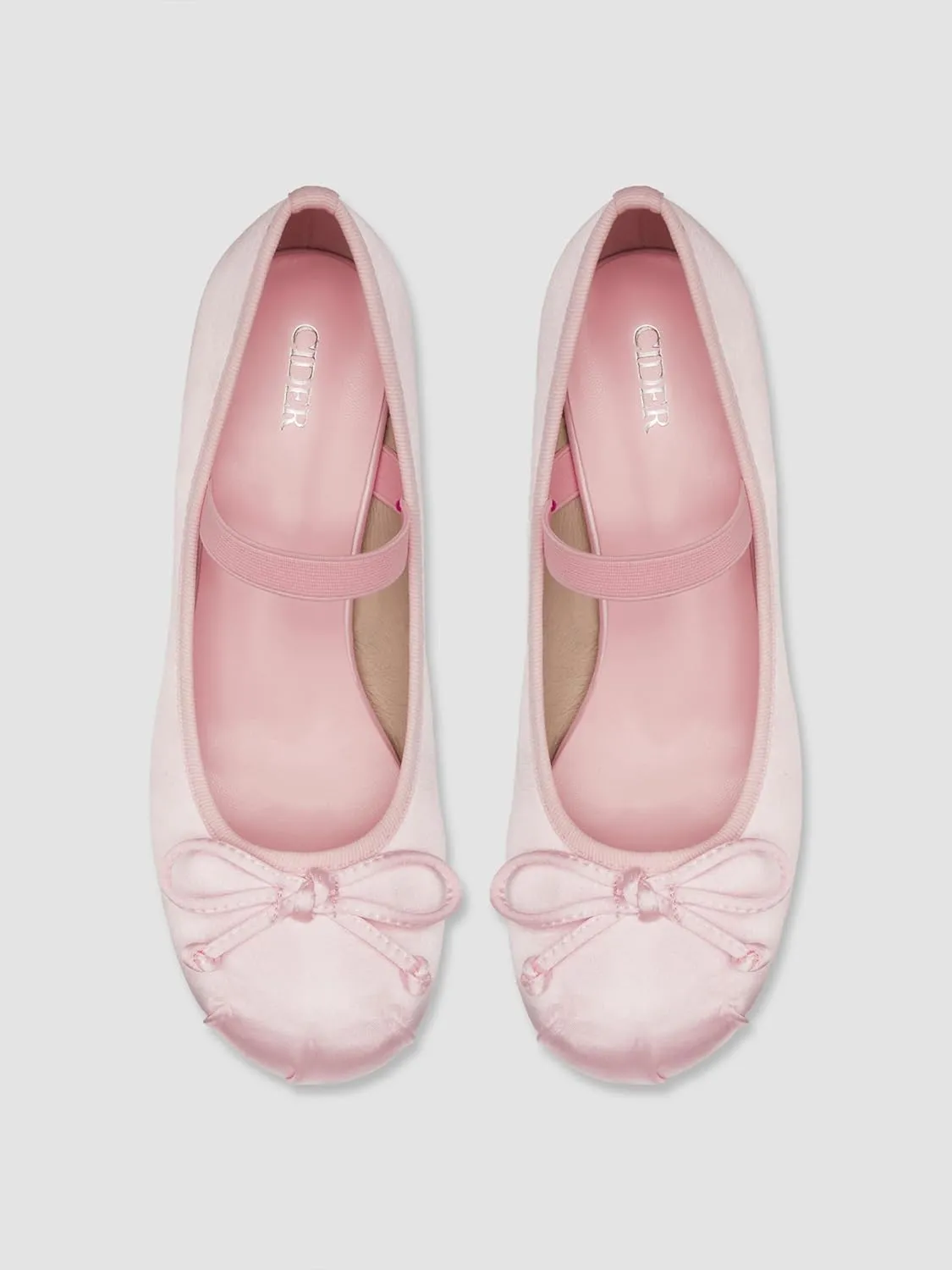 CIDER Bow Decor Satin Heeled Mary Jane Shoes