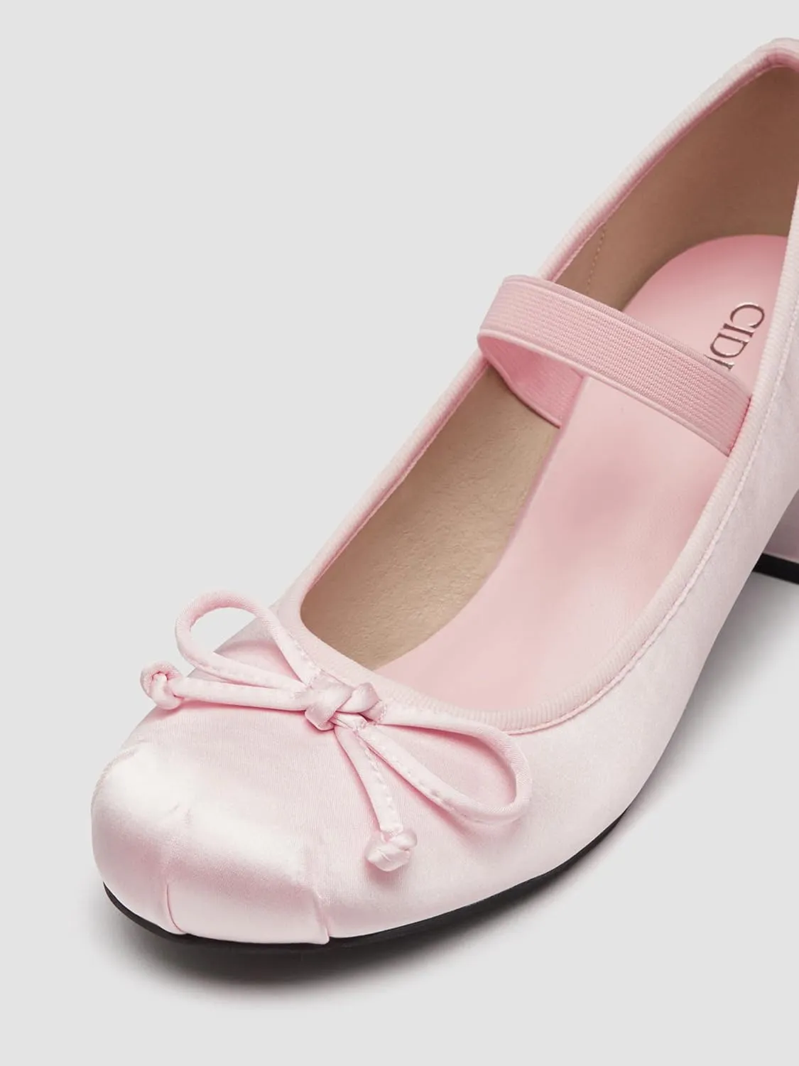 CIDER Bow Decor Satin Heeled Mary Jane Shoes