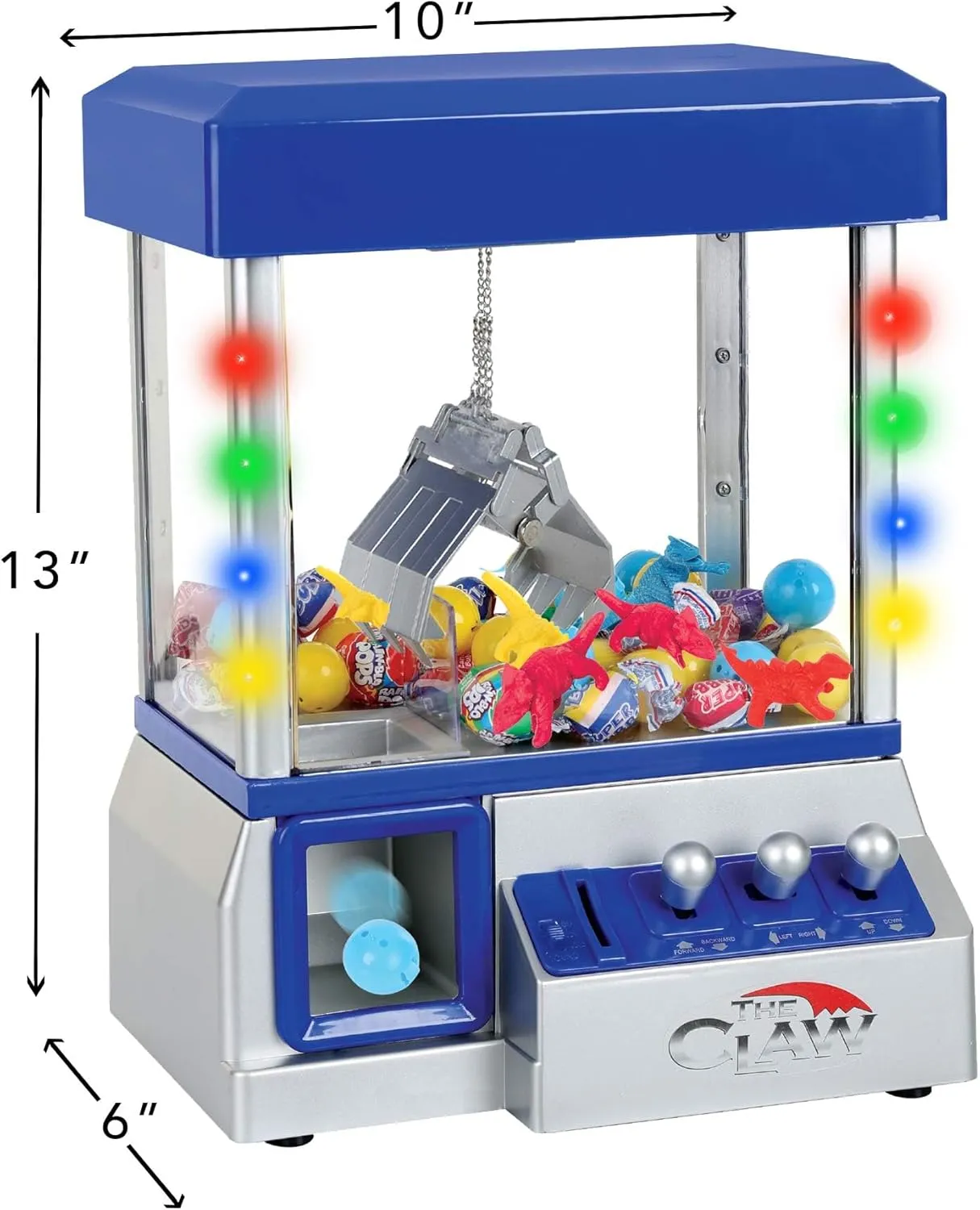 Claw Game Machine-Kids Mini Arcade Grabber- Toy Candy Dispenser Crane Toy Great Gift for Birthday & Christmas -with LED Lights and Sound Switch–Bonus Plush Animals