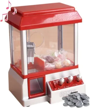 Claw Machine Mini Candy Vending Machine Arcade Game with Adjustable Sound, Candy Grabber Prize Dispenser for Girls Boys Party Special Event