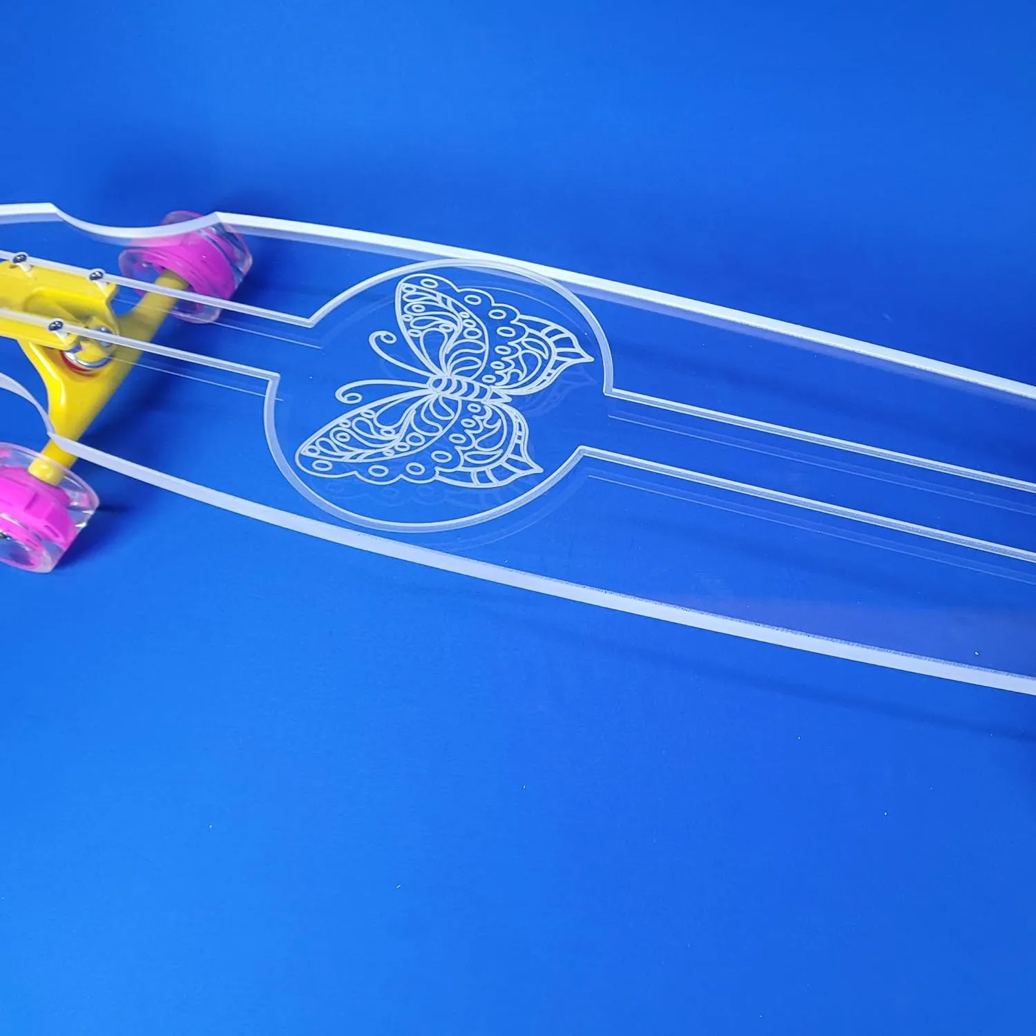 Clear Acrylic Longboards with Light up LED Wheels. Non-Slippery, Super Durable. 40" Longboard Skateboard Great for Beginners to Experts. Easy to Ride, 9" Wide.
