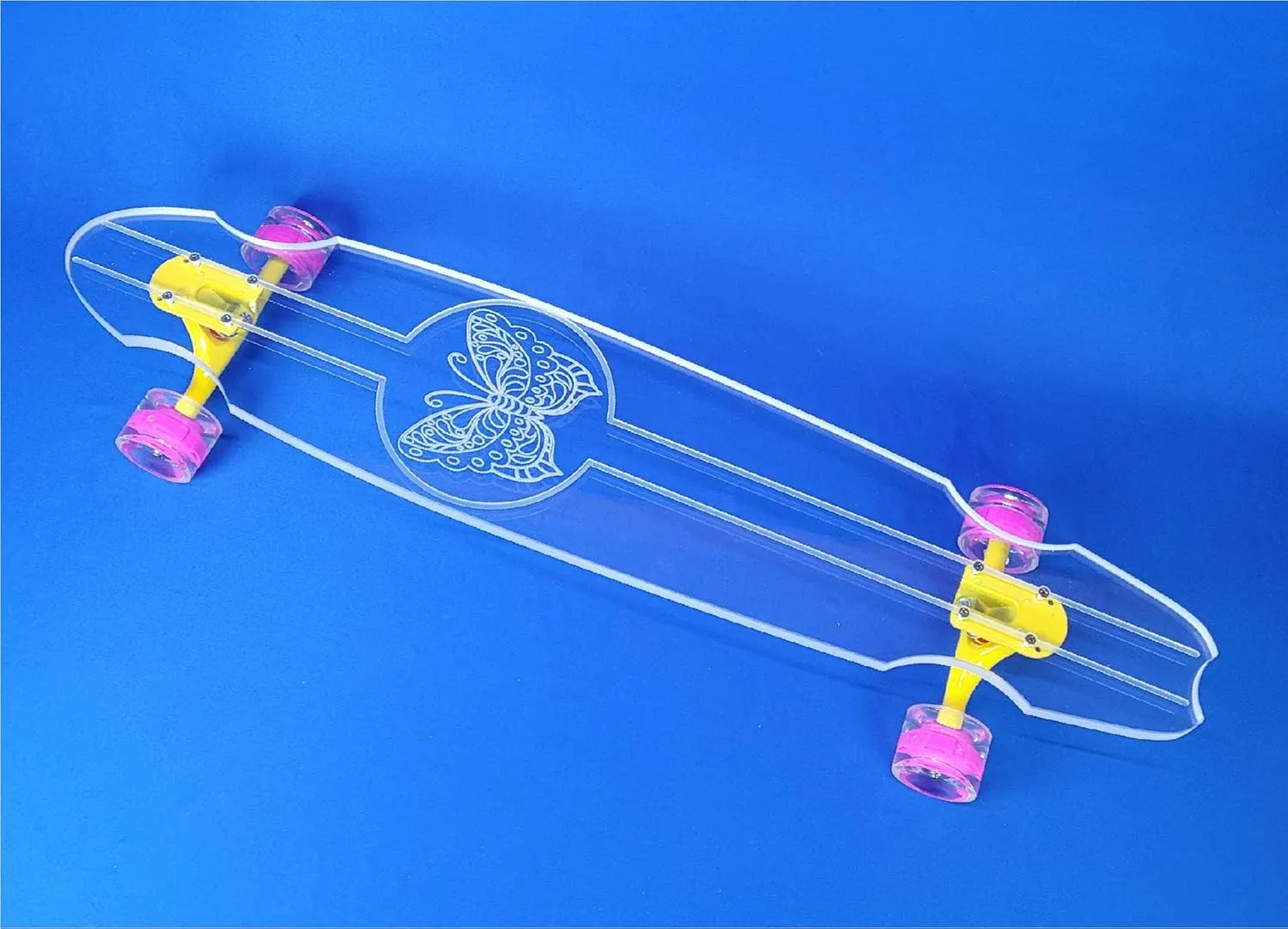 Clear Acrylic Longboards with Light up LED Wheels. Non-Slippery, Super Durable. 40" Longboard Skateboard Great for Beginners to Experts. Easy to Ride, 9" Wide.