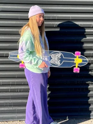 Clear Acrylic Longboards with Light up LED Wheels. Non-Slippery, Super Durable. 40" Longboard Skateboard Great for Beginners to Experts. Easy to Ride, 9" Wide.