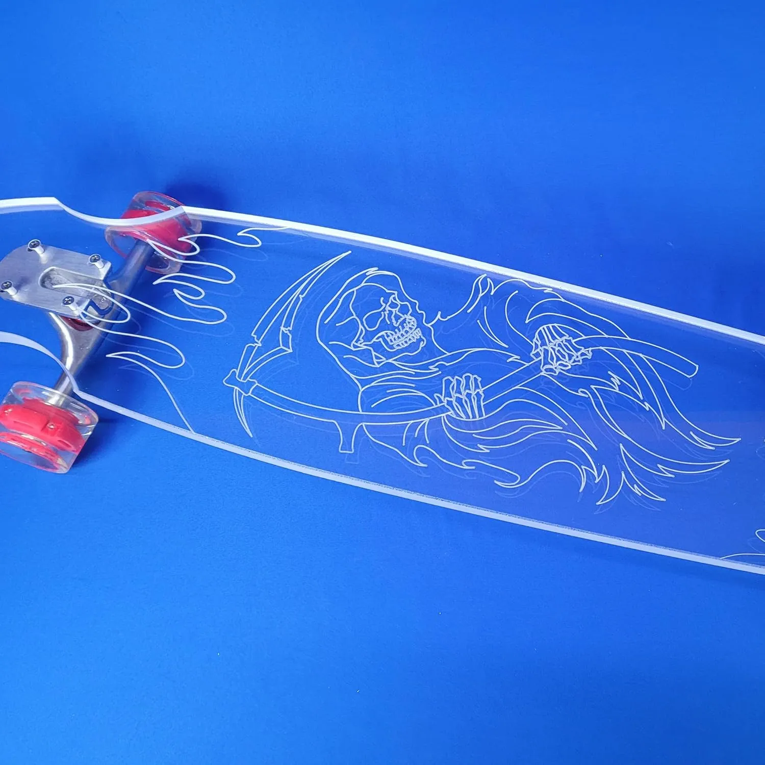 Clear Acrylic Longboards with Light up LED Wheels. Non-Slippery, Super Durable. 40" Longboard Skateboard Great for Beginners to Experts. Easy to Ride, 9" Wide.