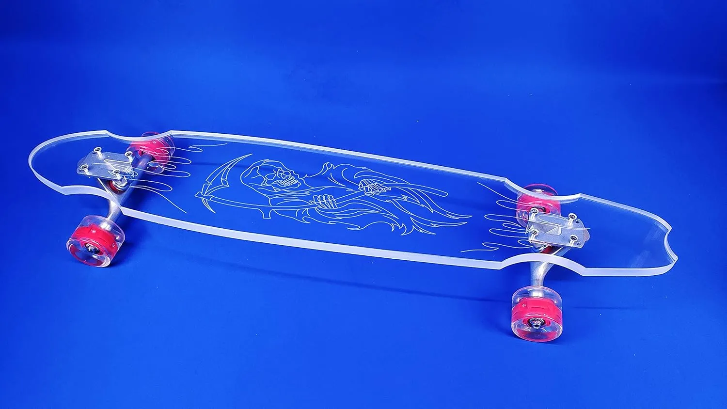 Clear Acrylic Longboards with Light up LED Wheels. Non-Slippery, Super Durable. 40" Longboard Skateboard Great for Beginners to Experts. Easy to Ride, 9" Wide.