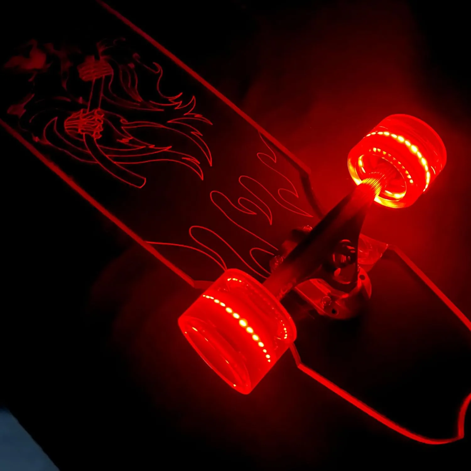 Clear Acrylic Longboards with Light up LED Wheels. Non-Slippery, Super Durable. 40" Longboard Skateboard Great for Beginners to Experts. Easy to Ride, 9" Wide.