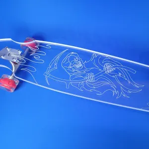 Clear Acrylic Longboards with Light up LED Wheels. Non-Slippery, Super Durable. 40" Longboard Skateboard Great for Beginners to Experts. Easy to Ride, 9" Wide.