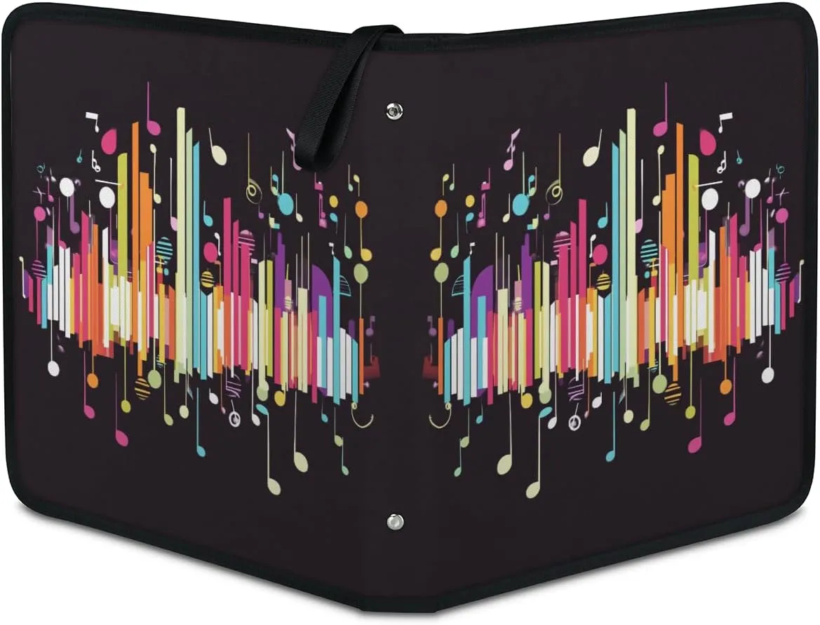 Colorful Musical Notes Trading Card Binder 9 Pocket 900 Cards Holder Collector Album with 50 Removable Sleeves Toys Gifts for Boys Girls Symbol Game Sports Cards