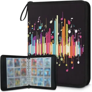 Colorful Musical Notes Trading Card Binder 9 Pocket 900 Cards Holder Collector Album with 50 Removable Sleeves Toys Gifts for Boys Girls Symbol Game Sports Cards