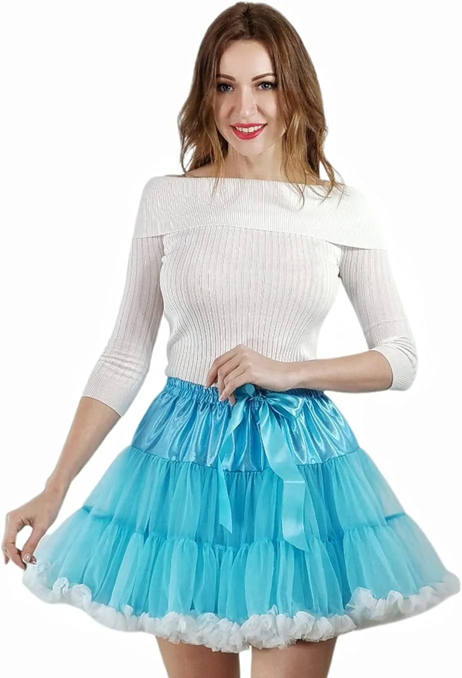 Colyanda Womens 3-Layered Pleated Tulle Petticoat Tutu Puffy Party Cosplay Skirt
