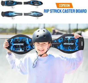 Comeon Caster Board Skateboard, Compact and Lightweight Skateboard with 360-degree Casters and Illuminating Wheels, for Kids 8 