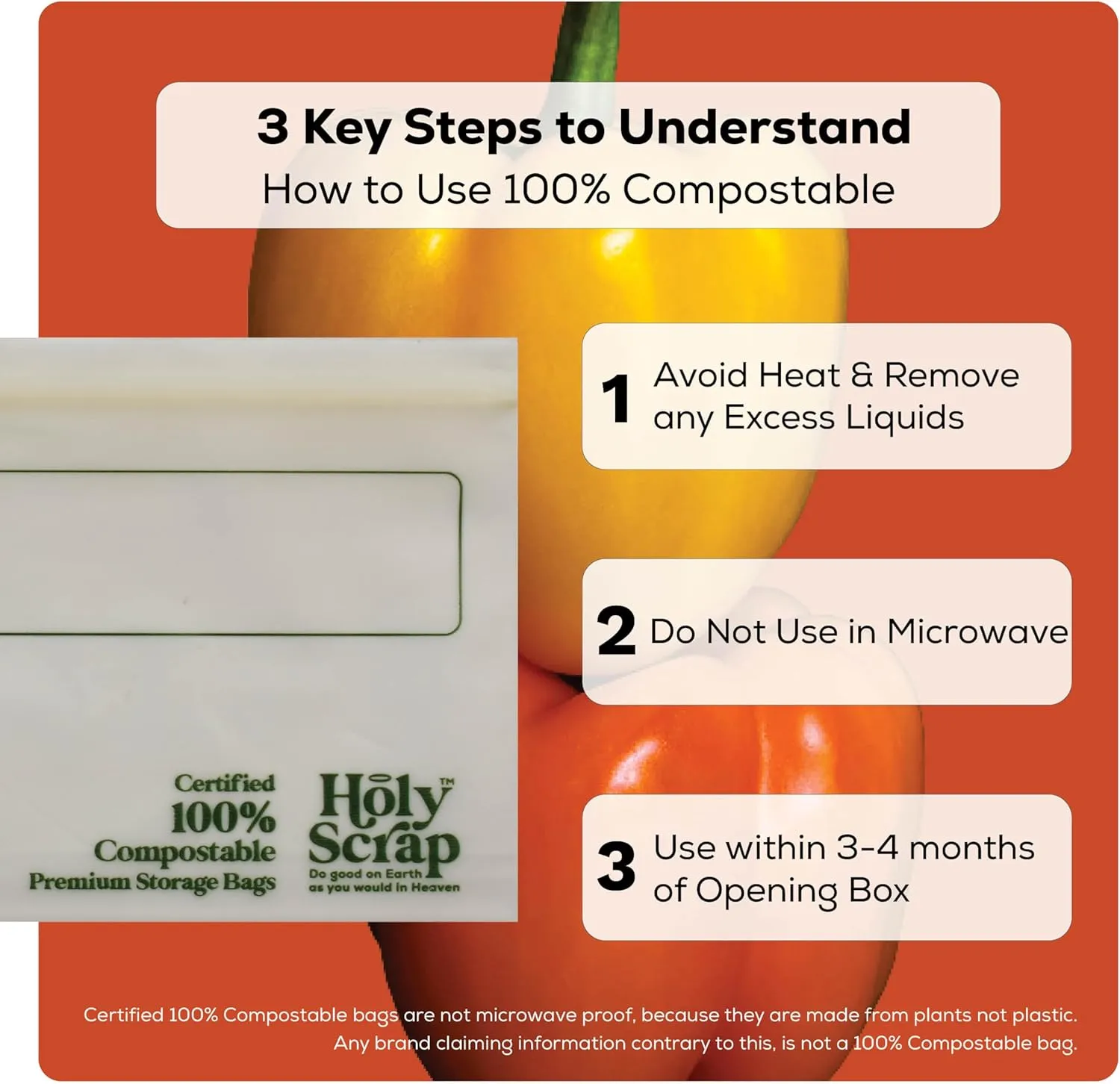 Compostable Snack Size Storage Bags - 6.5 x 3.7in, 50 Pack | Eco Plastic-Free, Strong & Zip Seal Reusable Food Bags | BPI Certified & Freezer Safe | Lunch Box & Travel Essential