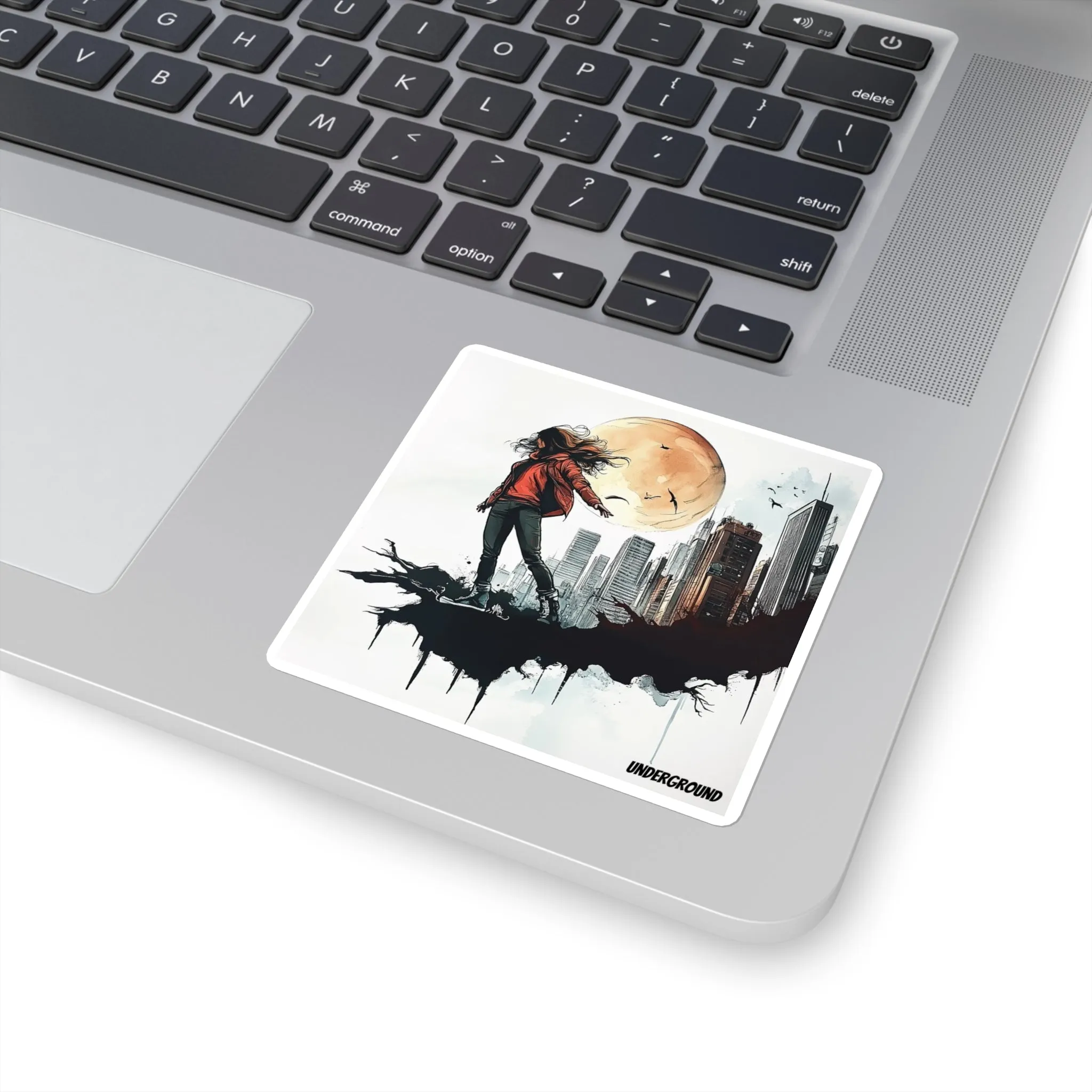Concrete Dawn Street Sticker – Urban Ink & Watercolor City Art