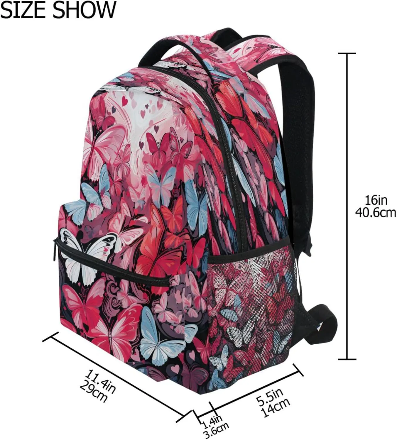 Cool Backpacks for Teens Boys Girls Fashion School Bag with Chest Strap for College Work Aesthetic Butterfly Cute