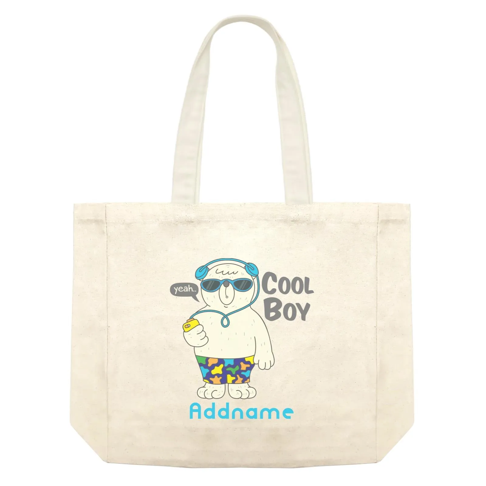 Cool Cute Animals Bear Yeah Cool Boy Addname Shopping Bag