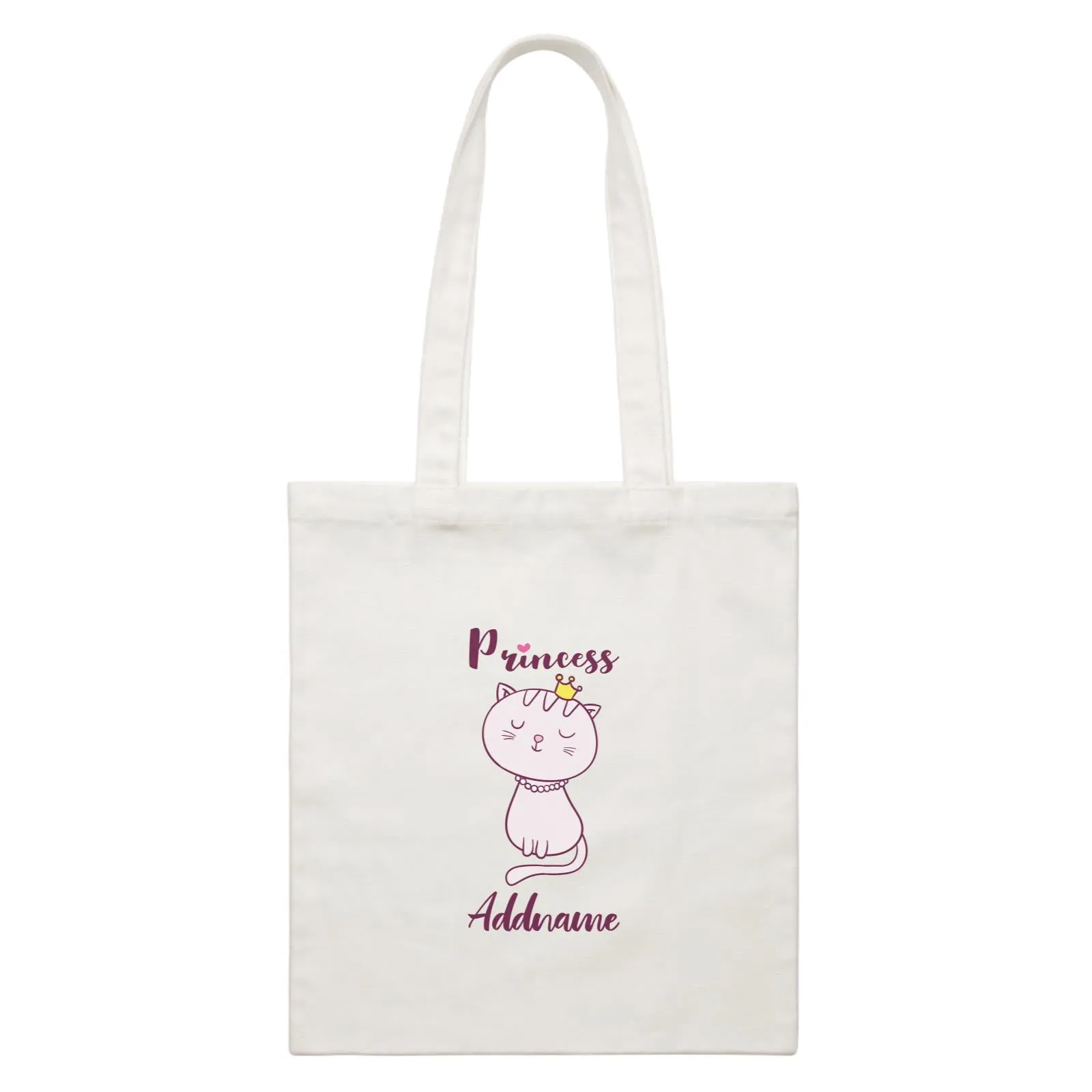 Cool Cute Animals Cats Princess Cat With Crown Addname White Canvas Bag