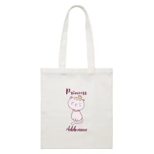 Cool Cute Animals Cats Princess Cat With Crown Addname White Canvas Bag