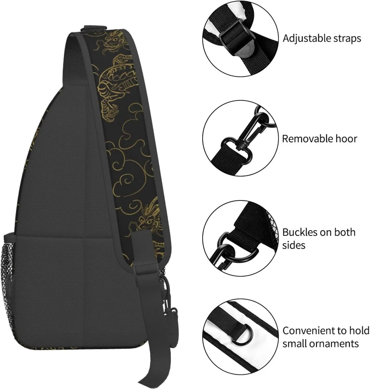 Cool Dragon Crossbody Sling Backpack Sling Bag Travel Hiking Chest Bag Dragon Daypack for Men Women